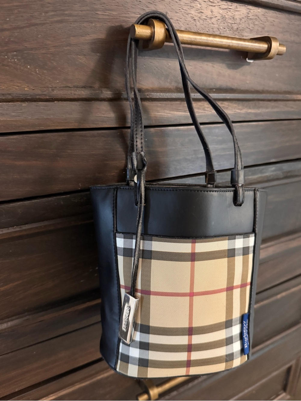 Burberry Blue Label Mini Tote Bag Nova Check Black Vintage Y2K Japan